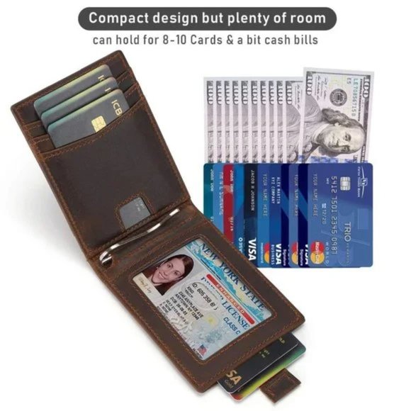 New Genuine Leather Wallets for Men, DBrown - Picture 5 of 6